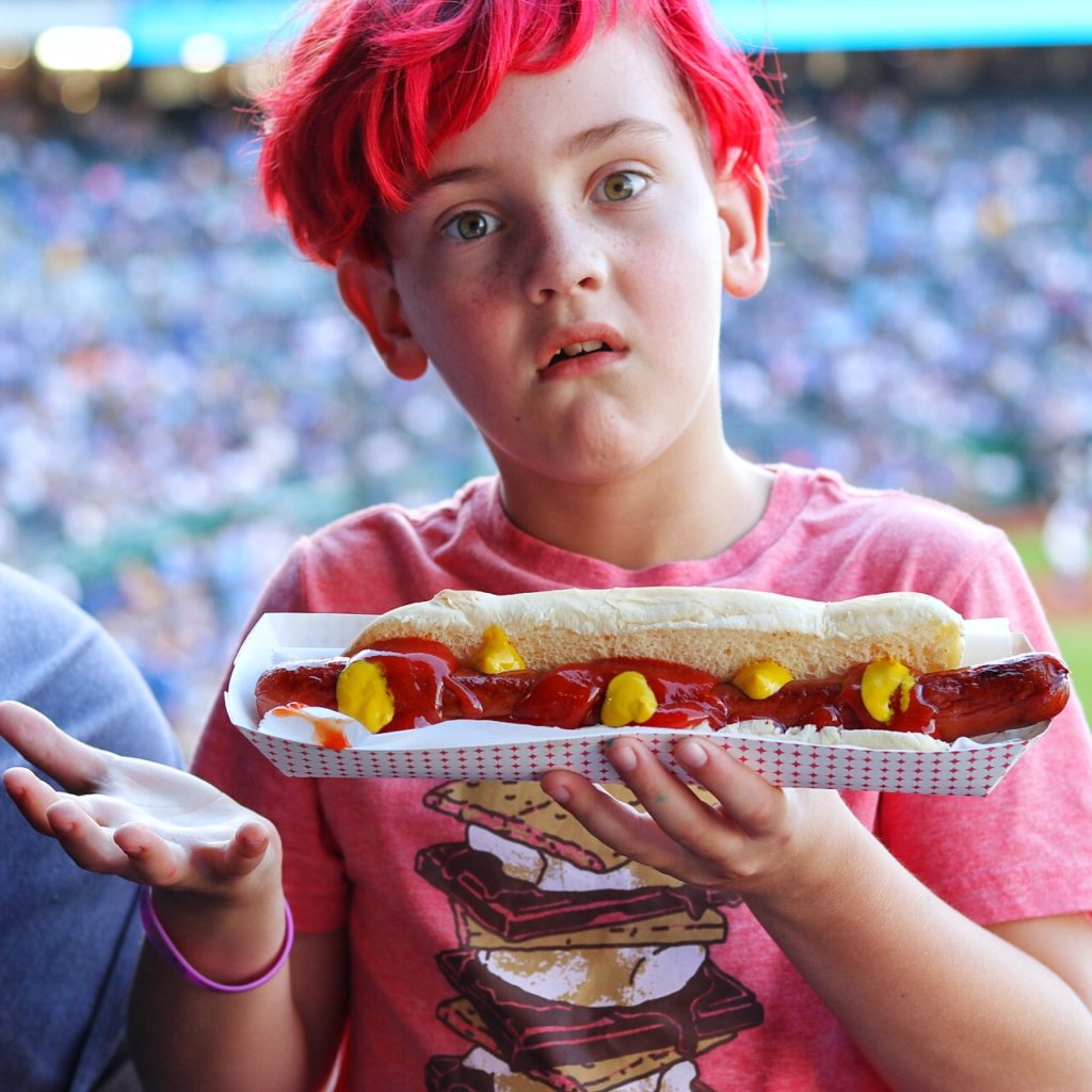 Foot-long hot dog at Kauffman Stadium