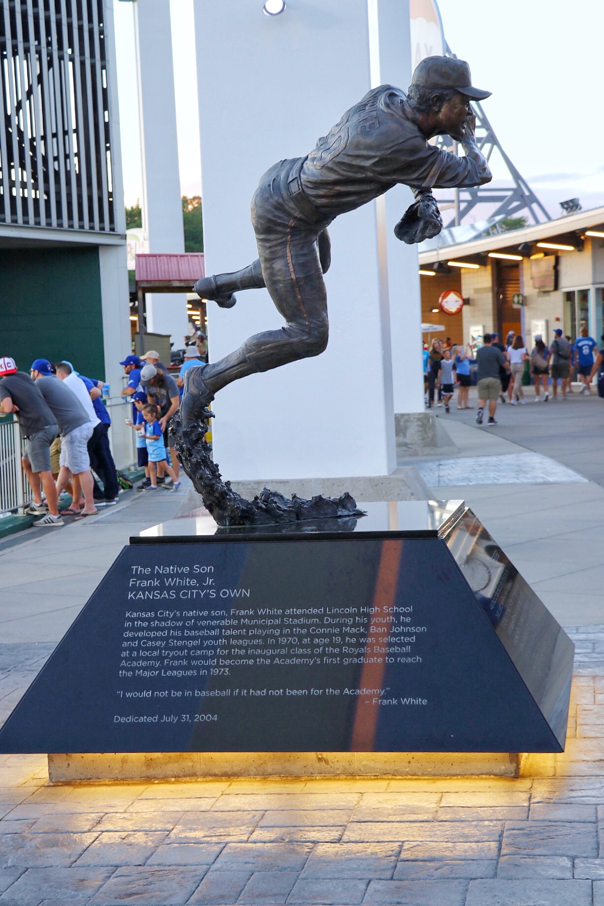 Frank White, Jr. "The Native Son" statue at Kauffman Stadium