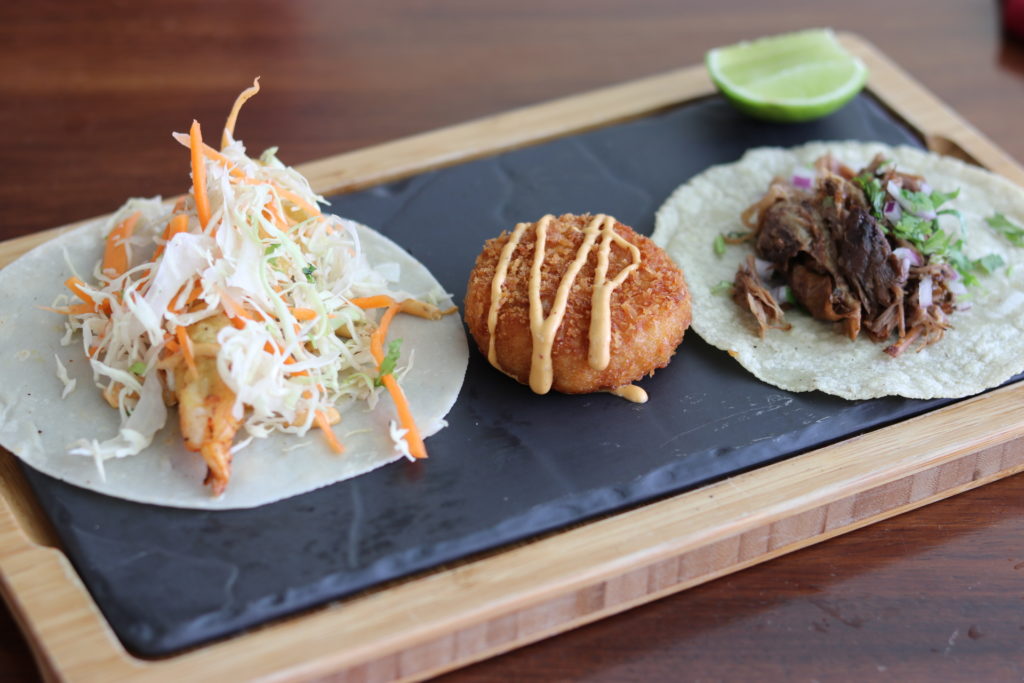 tacos and croquettes from ceviche at marriott puerto vallarta