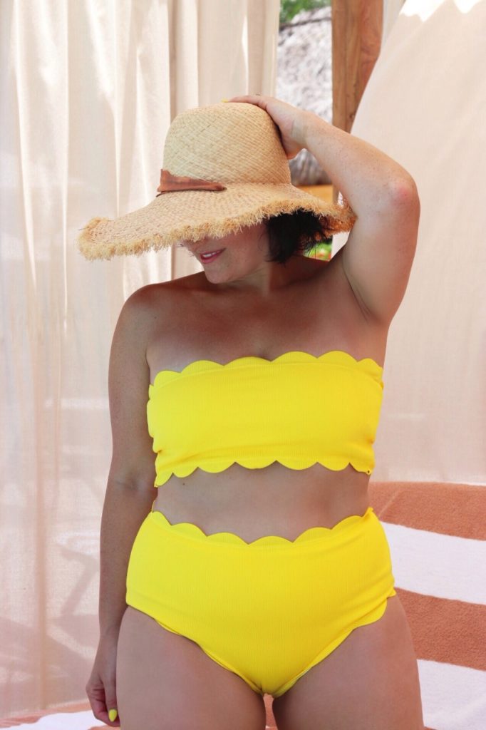 high waist yellow scallop bikini