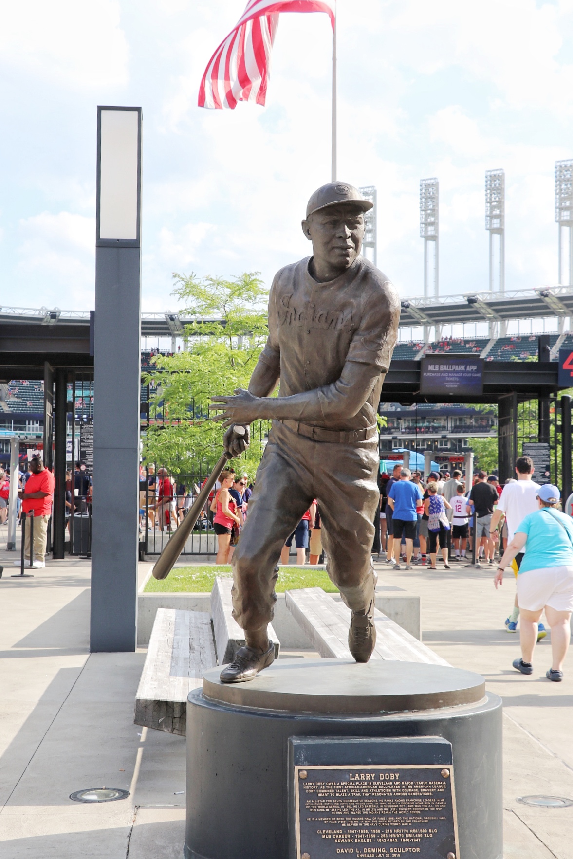 larry doby statue at progressive field