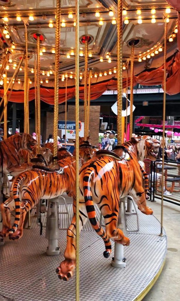 seeing a detroit tiger's game at comerica park with kids: all-tiger carousel