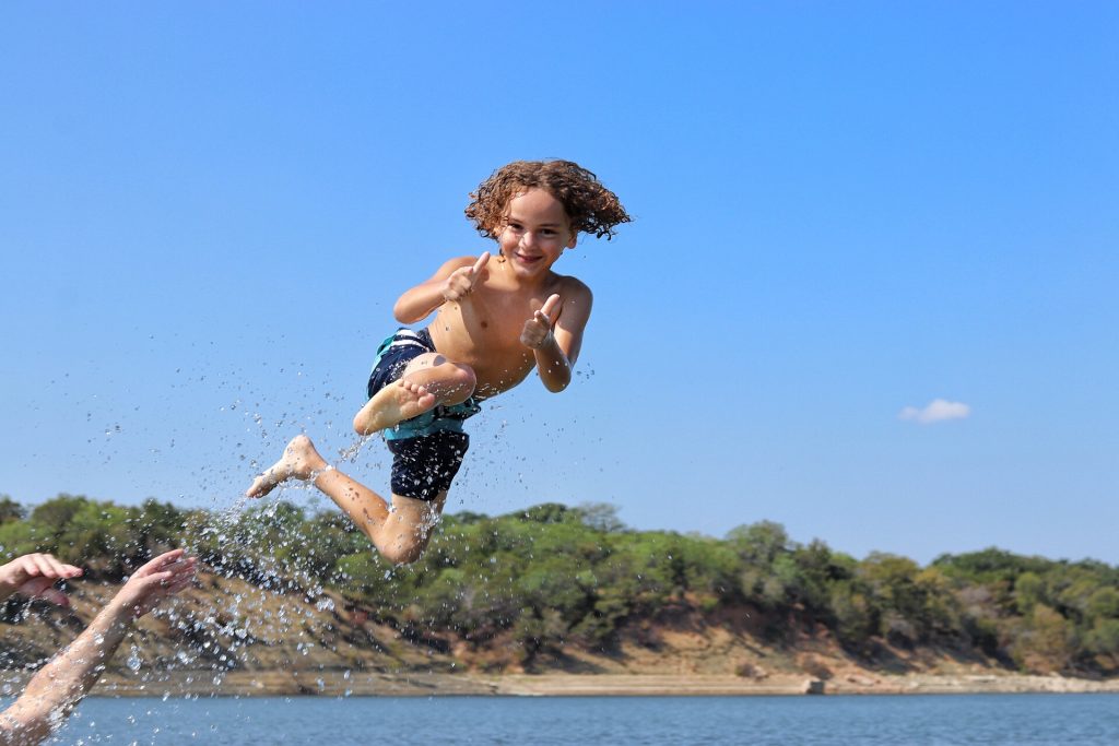 swimming at Shaffer Bend Recreation Area in Marble Falls, Texas
