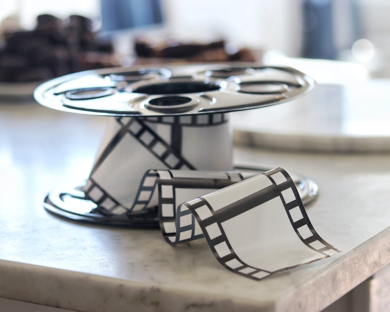 film reel centerpieces for bendy and the ink machine themed birthday party decor