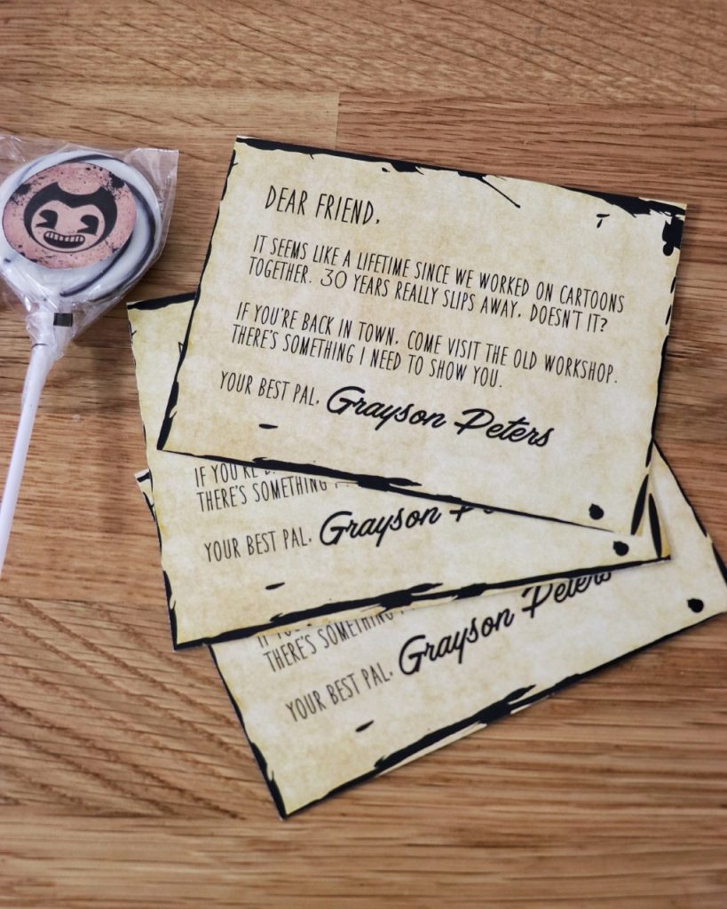 Bendy and the Ink Machine themed birthday party invitations