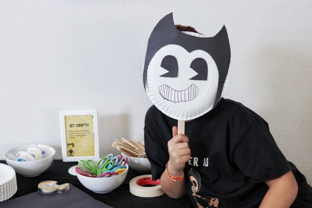 Bendy and the Ink Machine mask kid's craft for a BATIM birthday party