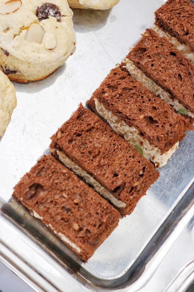 Easy finger sandwiches recipe on pumpernickel bread for a high tea party