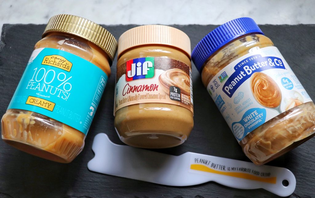 charcuterie board idea: different flavors of peanut butter