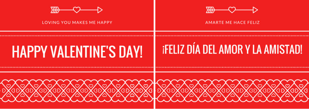 Free printable bilingual Valentine's cards