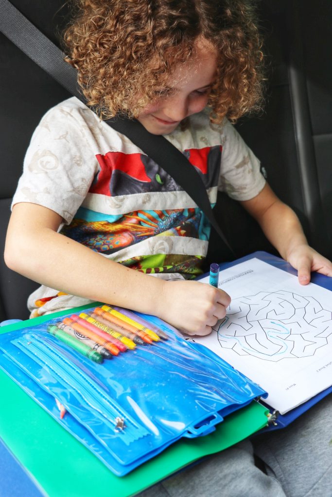DIY road trip activities folder for toddlers and young kids
