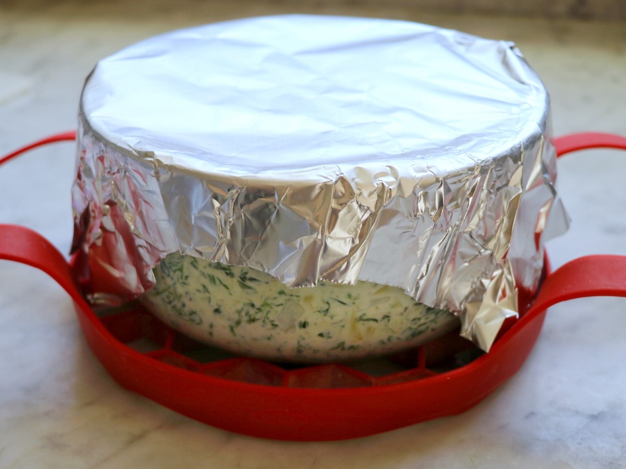 Instant Pot Feta, Spinach, and Artichoke Dip - pot-in-pot keto Instant Pot recipe