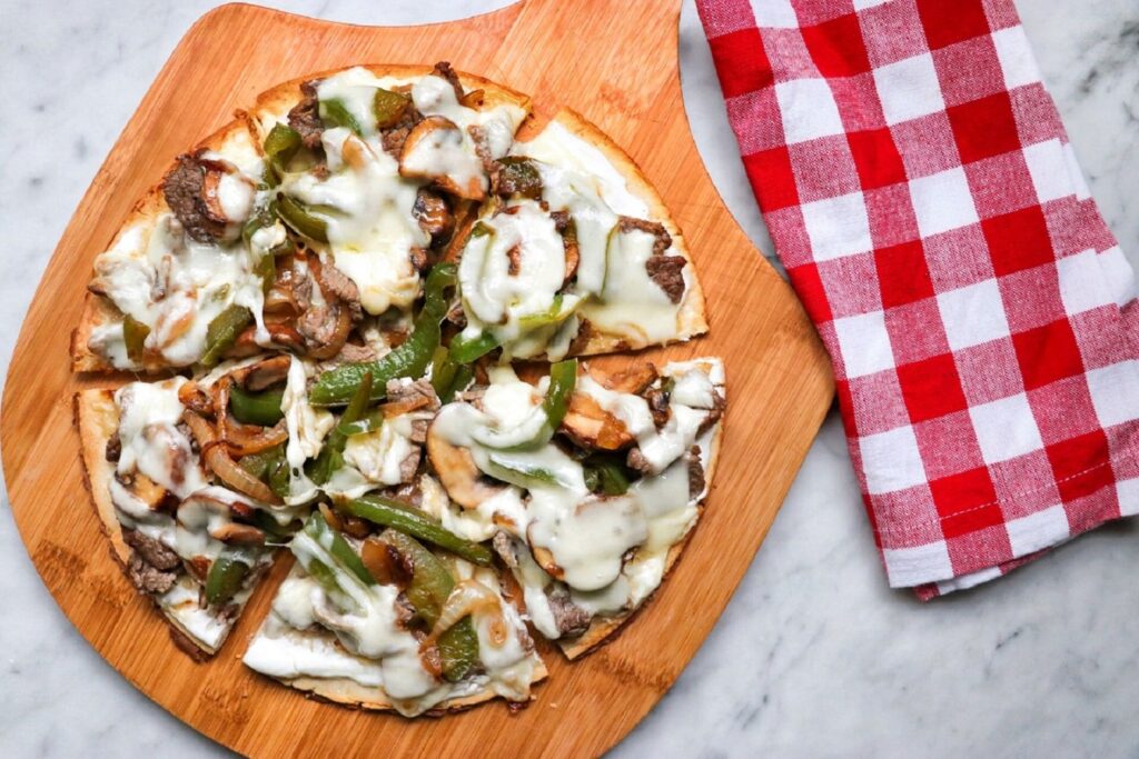 Keto Philly Cheesesteak Pizza (delicious low carb pizza recipe!)