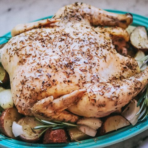 Garlic-Rosemary Slow Cooker Whole Chicken and Vegetables