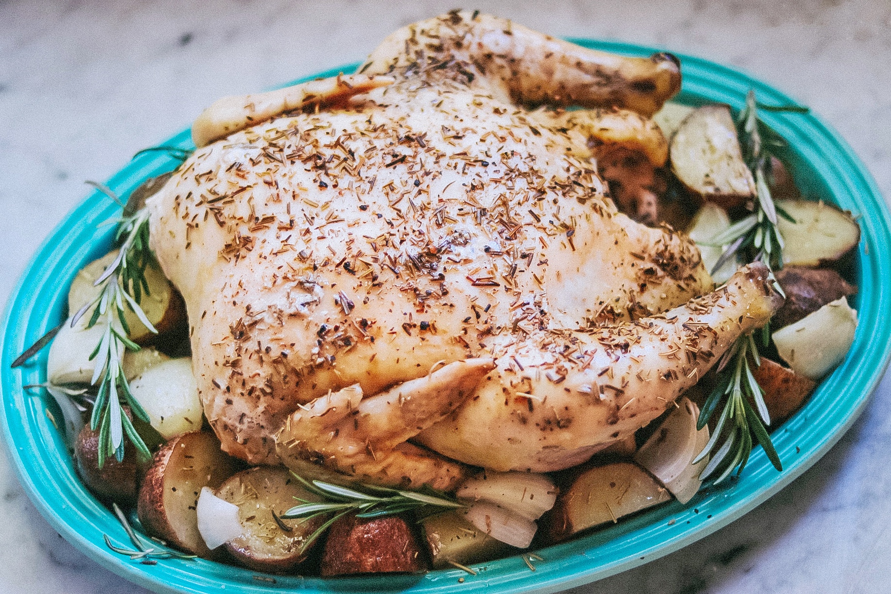 Garlic-Rosemary Slow Cooker Whole Chicken and Vegetables