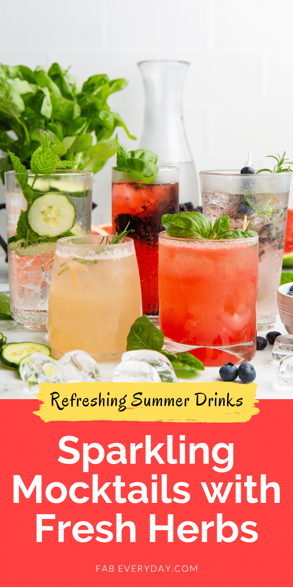 Refreshing Sparkling Mocktails with Mint, Basil, and Rosemary