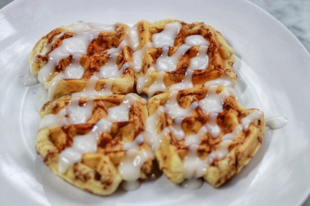 cinnamon rolls made in a waffle maker