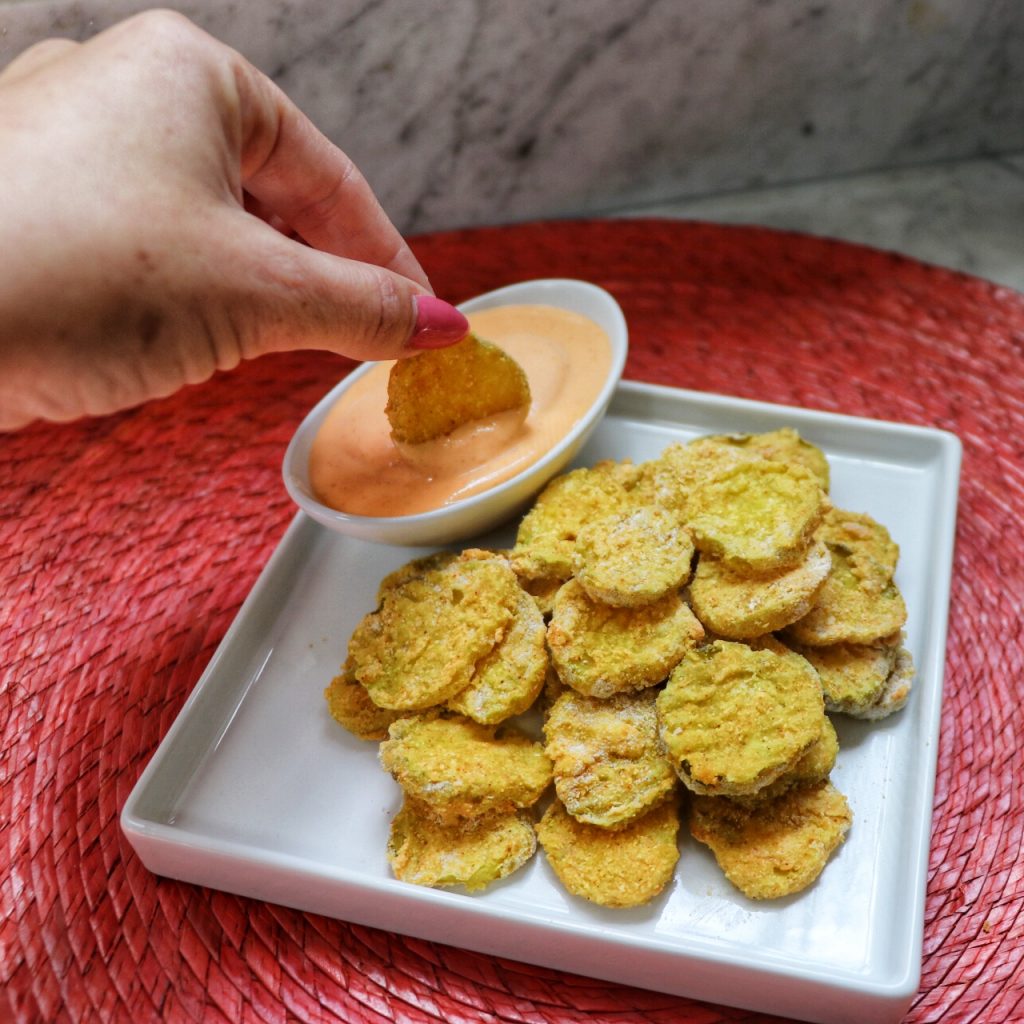Air Fryer Fried Pickles with Sriracha Mayo