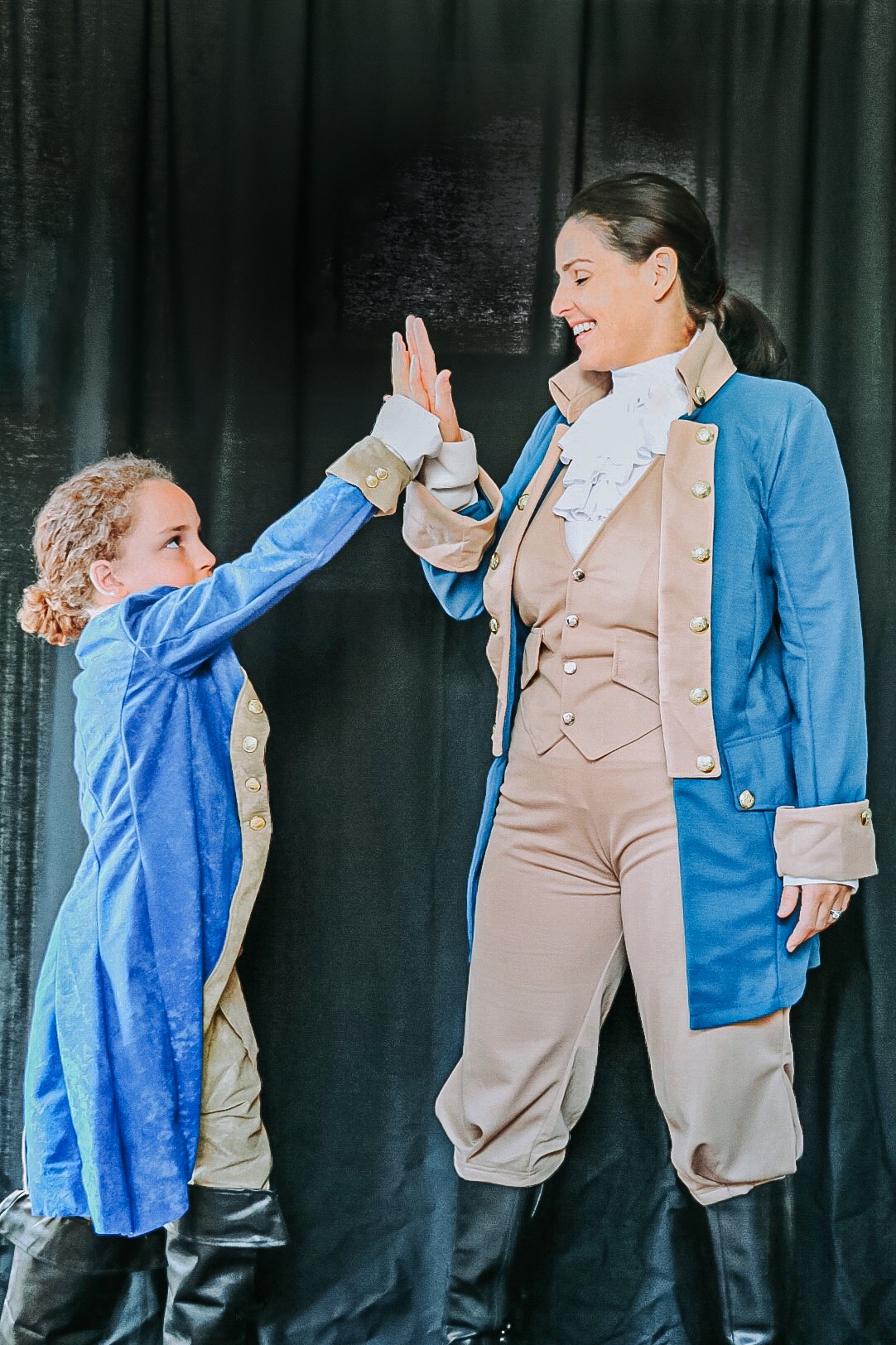 Immigrants, we get the job done! Lafayette kid's Hamilton costume and an adult women's Alexander Hamilton costume