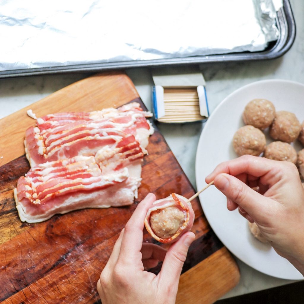 bacon-wrapped turkey meatballs recipe