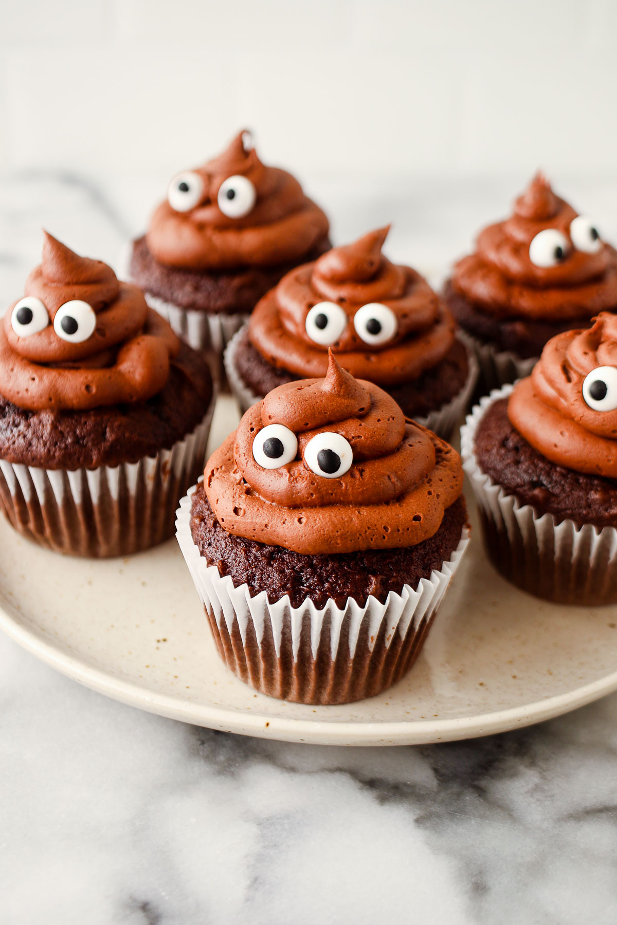 easy cupcake topper ideas: how to make poop emoji cupcakes
