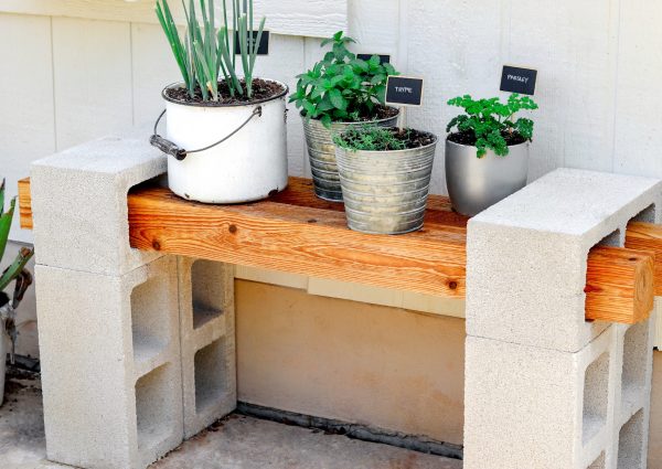 DIY Cinder Block Plant Bench - Fab Everyday