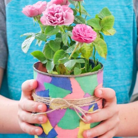 Easy Decoupage Plant Pot (fun upcycling idea for kids!)