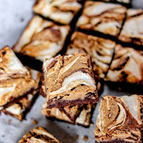 Fluffernutter Brownies (brownies with marshmallow fluff and peanut butter)