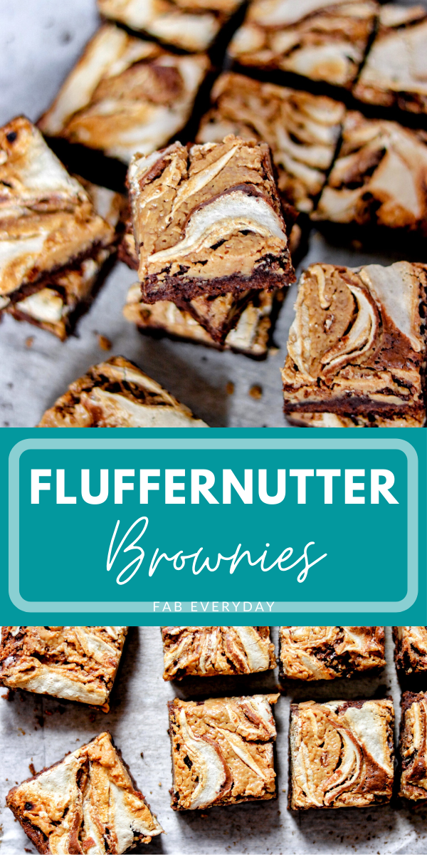 Fluffernutter Brownies (brownies with marshmallow fluff and peanut butter)