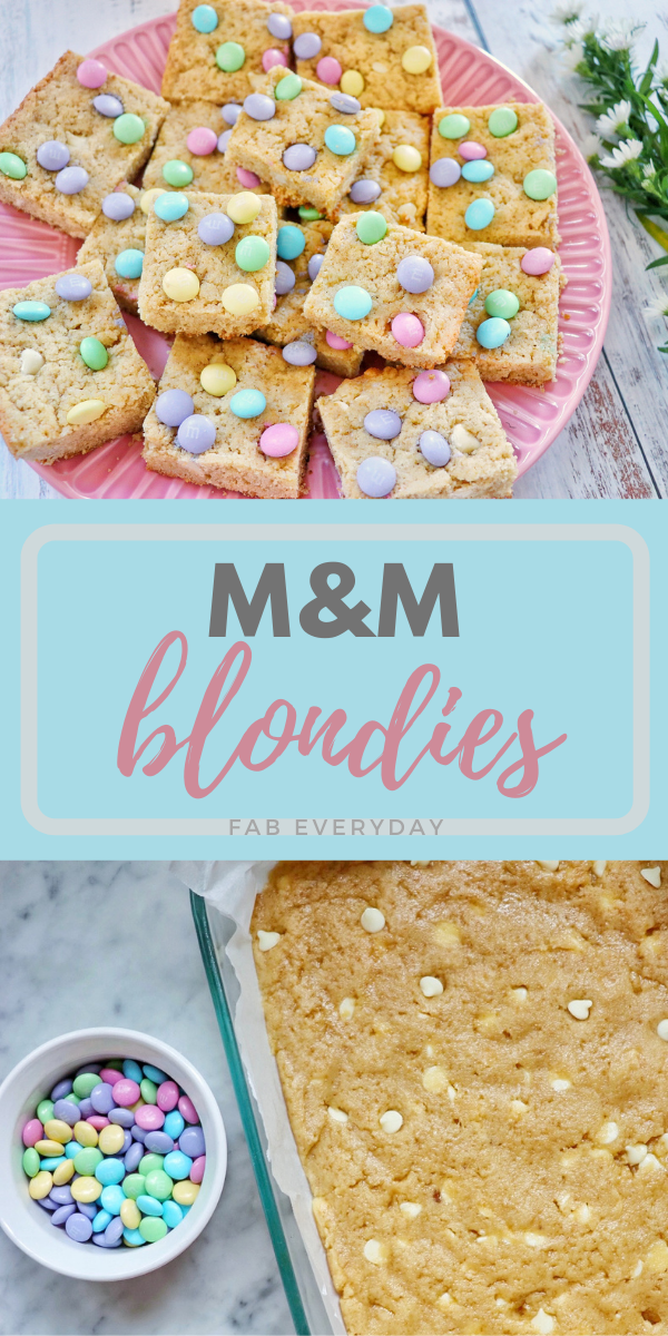 M&M Blondies (delicious blonde brownies recipe)