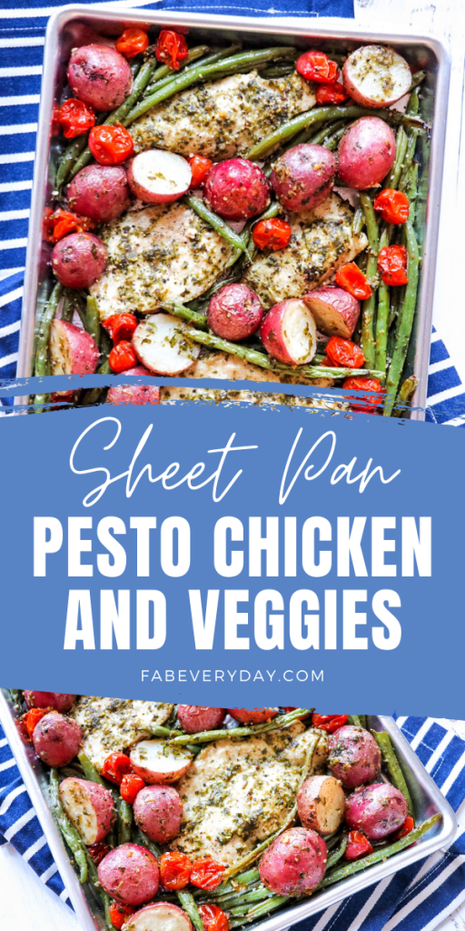 One Pan Pesto Chicken and Veggies (easy sheet pan pesto chicken recipe)