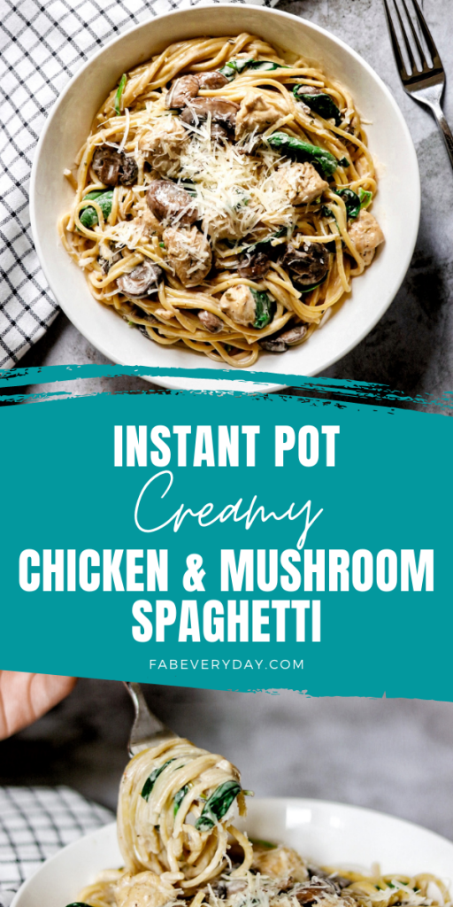 Instant Pot Creamy Chicken and Mushroom Spaghetti