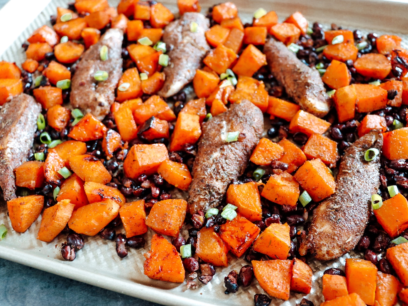 jerk chicken with sweet potatoes