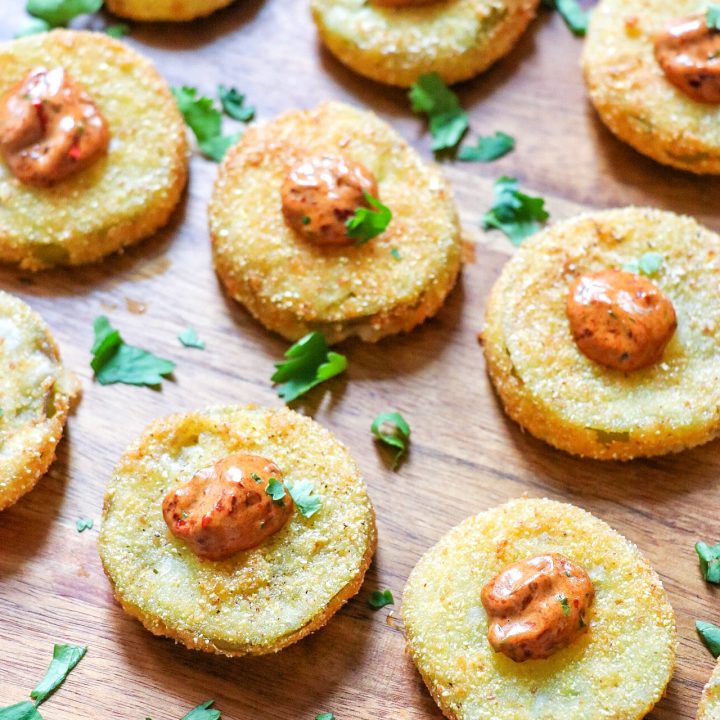 Fried Tomatillo Bites with Chipotle Remoulade (tomatillo fried green tomatoes)