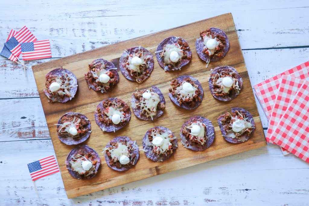 Easy Fourth of July appetizers: Red, White, and Blue Taco Bites recipe
