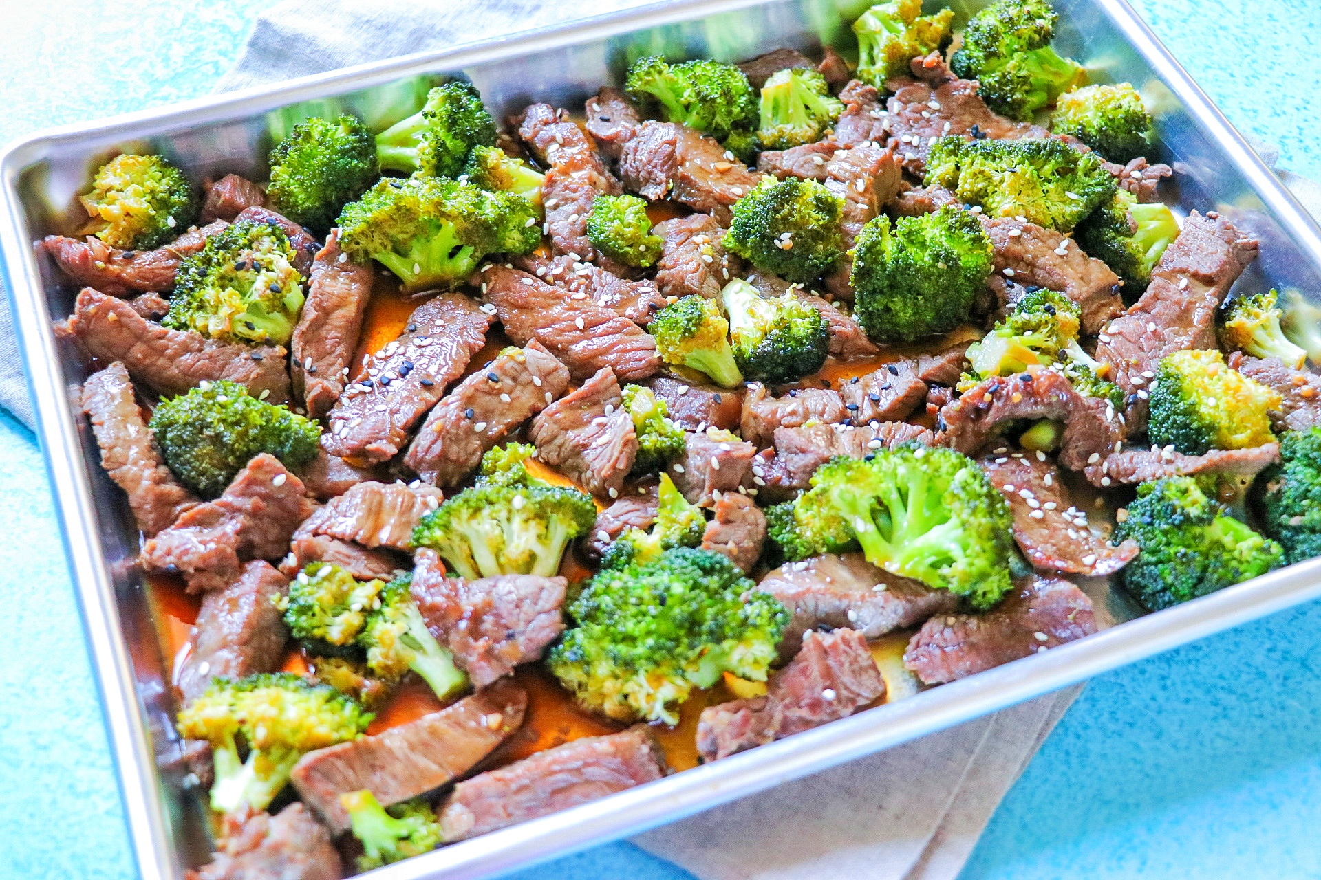 beef and broccoli sheet pan dinner