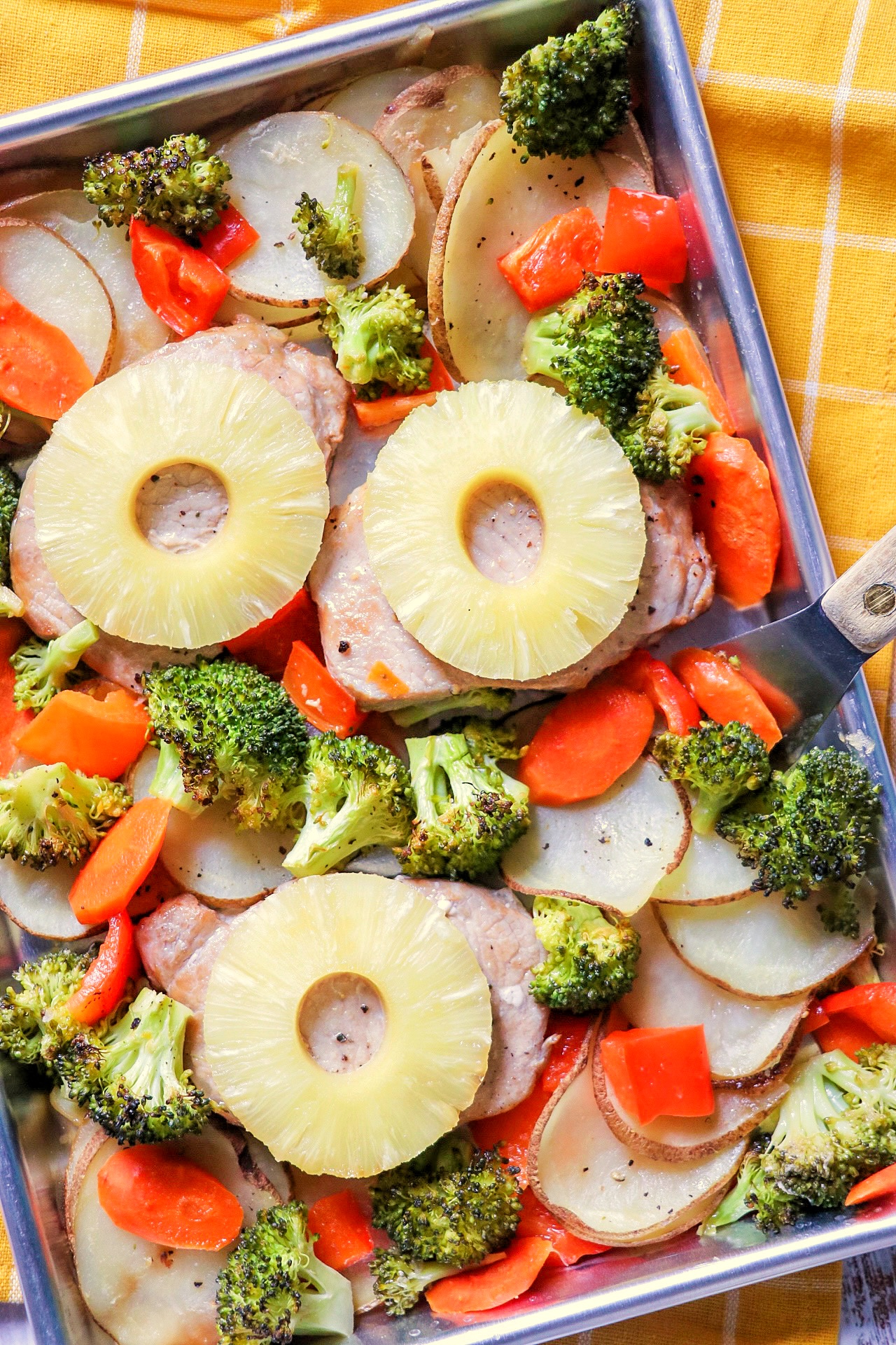 oven baked sheet pan pork chops and vegetables recipe