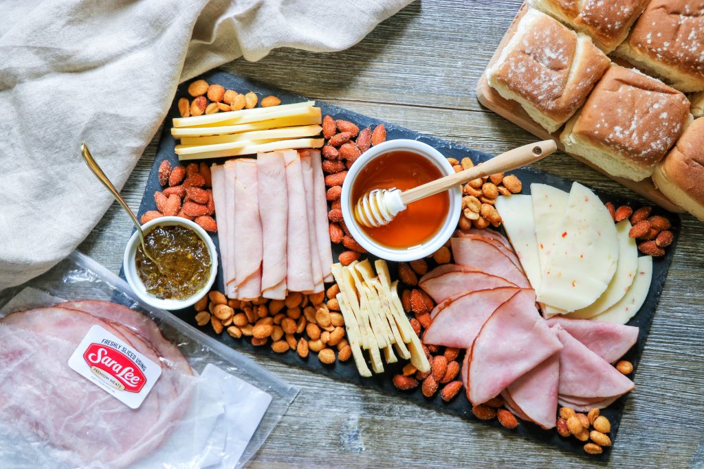 charcuterie board for lunch: how to make a lunch meat tray (AKA sandwich charcuterie board)