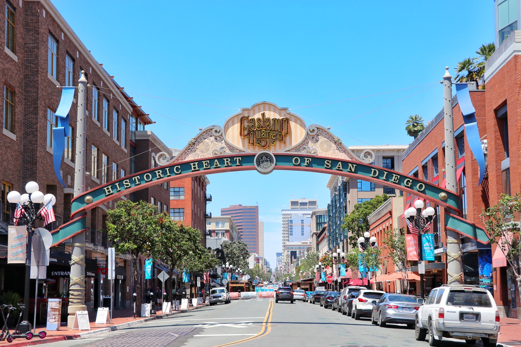 San Diego's Gaslamp Quarter, easily walkable from Hilton San Diego Bayfront hotel near Petco Park San Diego