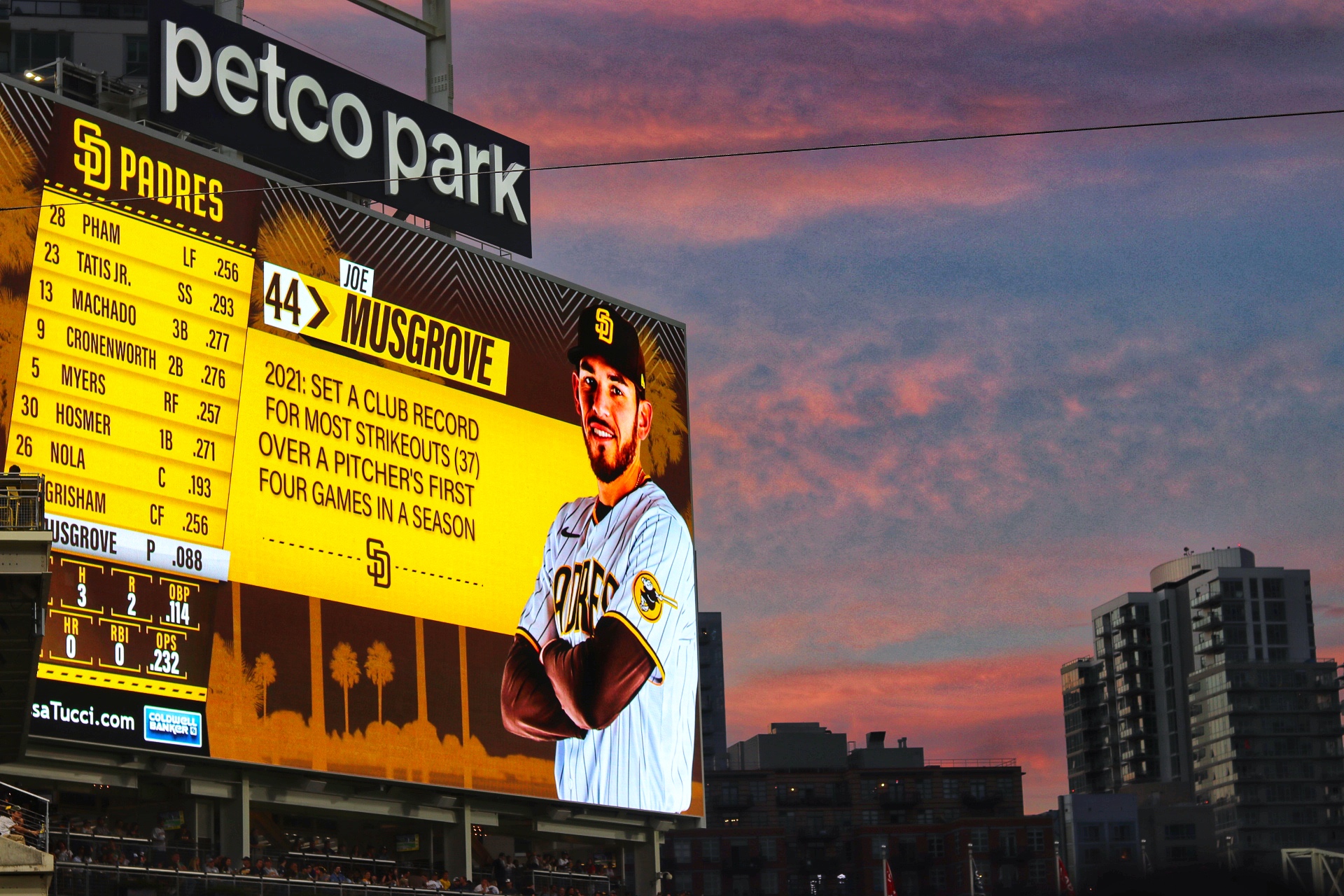 The sunset view from Petco Park in San Diego