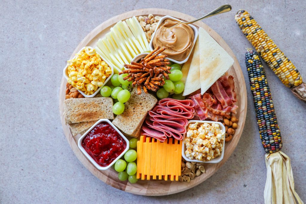 PB&J-Themed Kids Charcuterie Board (kid-friendly charcuterie board theme). How to make it and a charcuterie board shopping list.