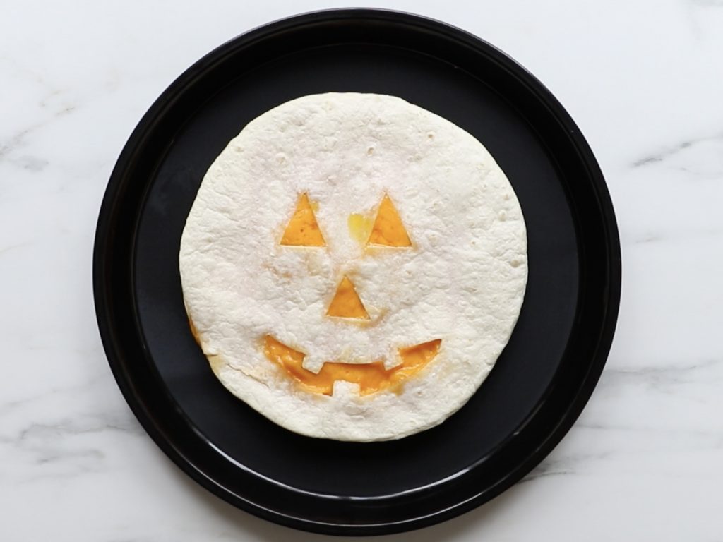 Jack-o-Lantern Quesadilla - Easy Kid-Friendly Halloween Food Idea