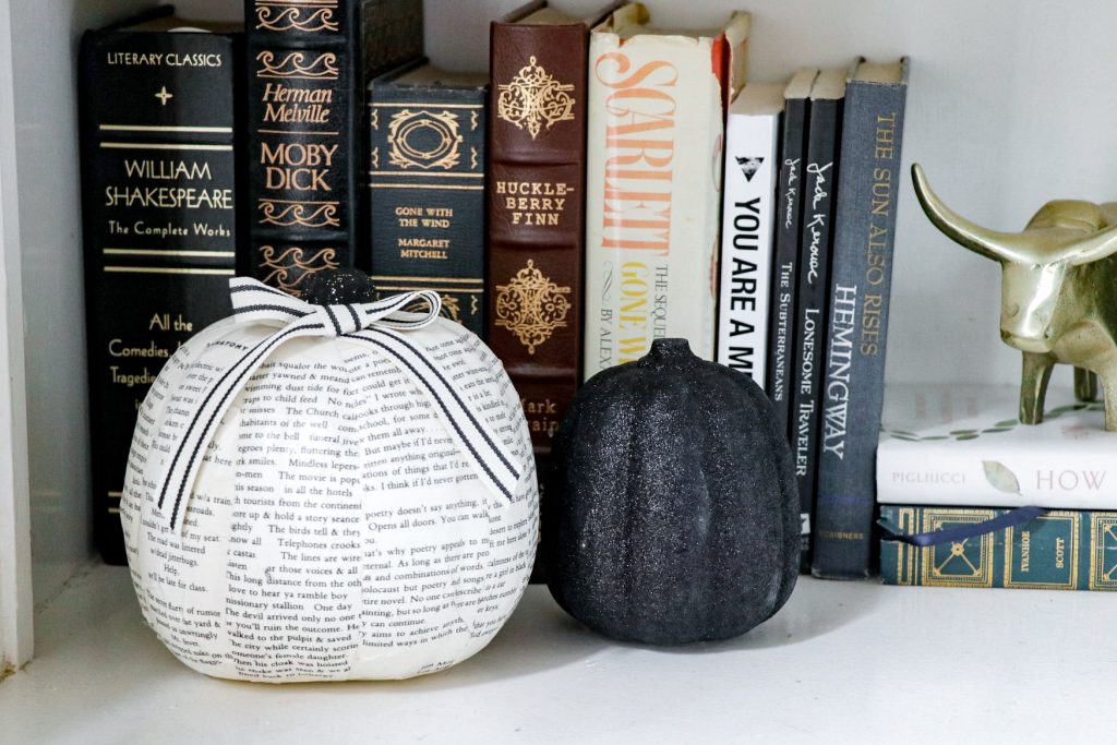book print decoupage pumpkins