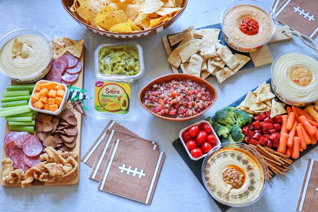 what to eat with hummus: game day hummus snack board