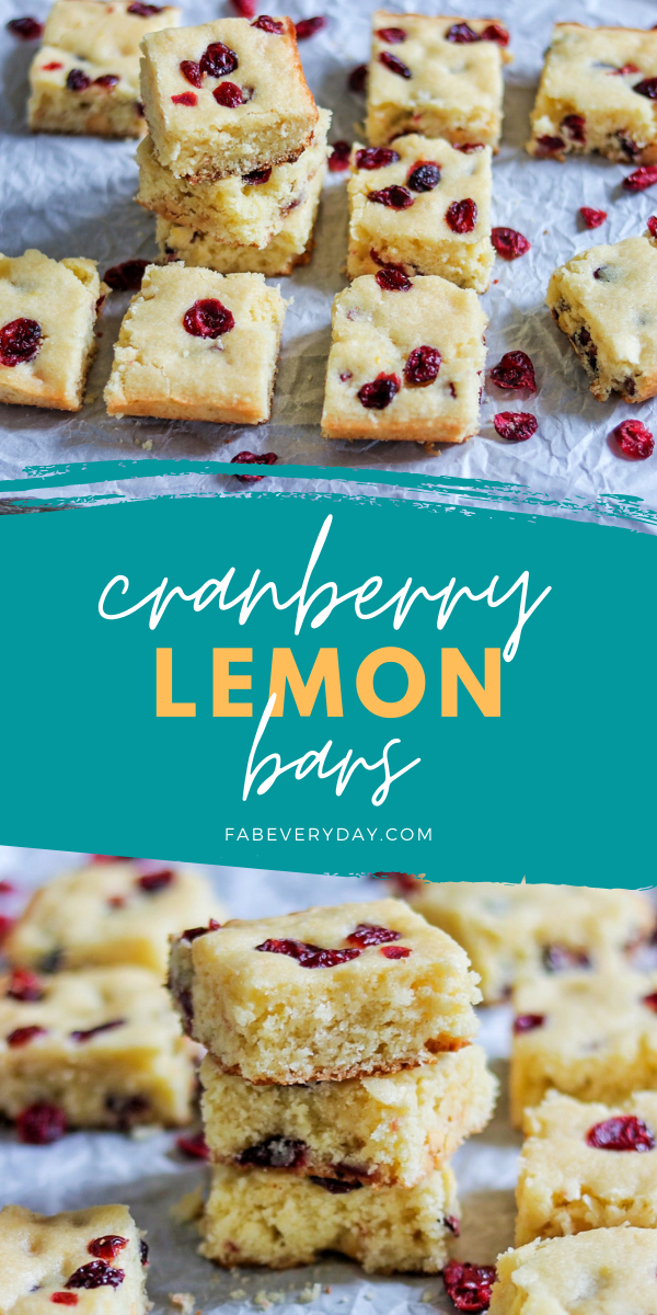 Cranberry-Lemon Bars (delicious cranberry and lemon blondies recipe)