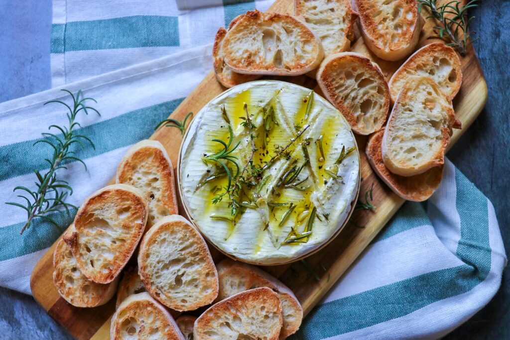 Garlic and Herb Baked Camembert appetizer