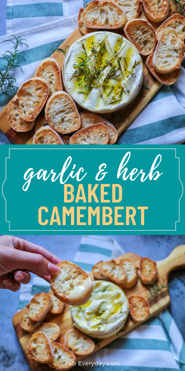 Garlic and Herb Baked Camembert appetizer (Camembert baked in the box)