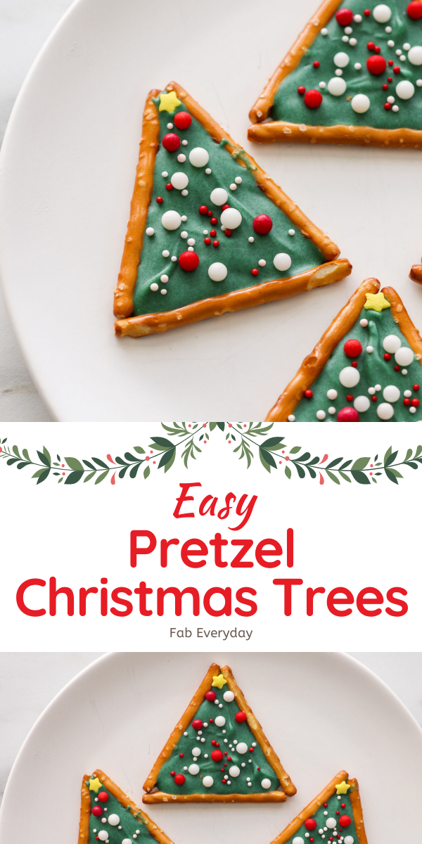 Pretzel and Candy Melt Christmas Trees (easy no-bake Christmas treats)