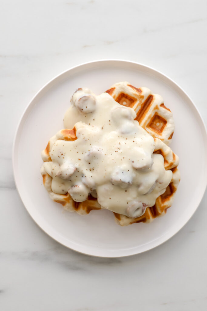 Waffle Iron Biscuits and Gravy