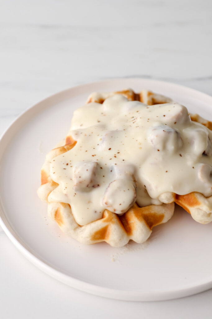 Waffle Iron Biscuits and Gravy