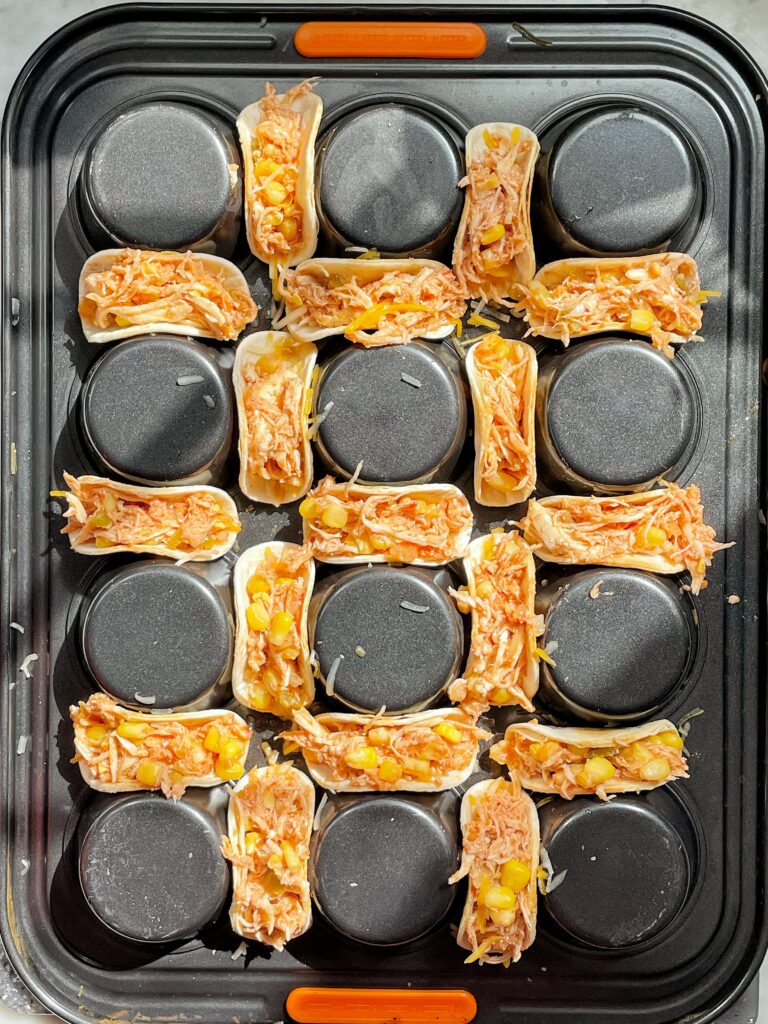 muffin tin chicken tacos (Mini Chicken and Corn Tacos)